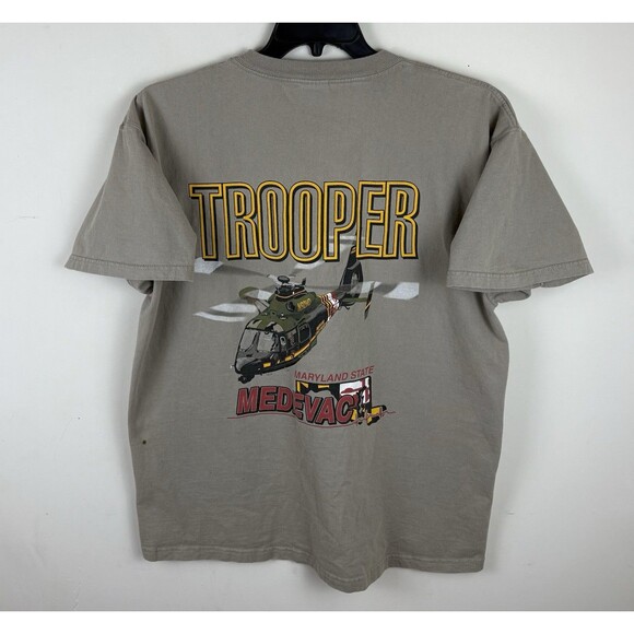 Vintage Y2K Maryland State Medvac Graphic T-Shirt / Beige / Size XL - Picture 1 of 7